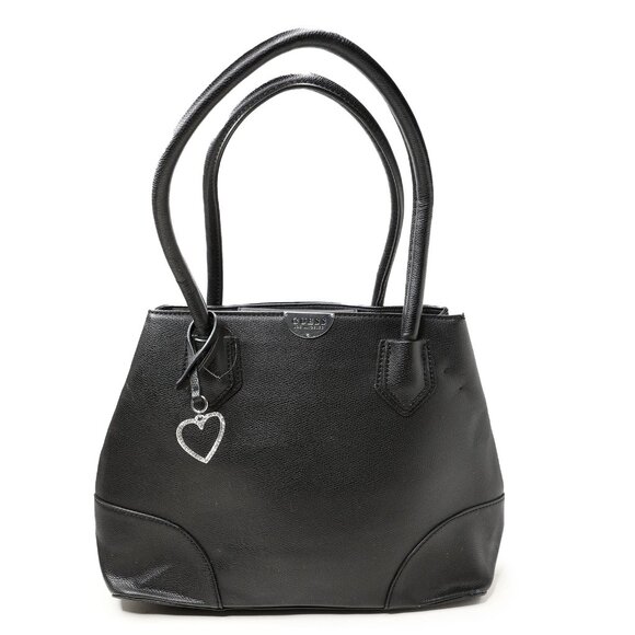 Guess Cassia Black Faux Leather Satchel Shoulder Bag Purse - Picture 2 of 12